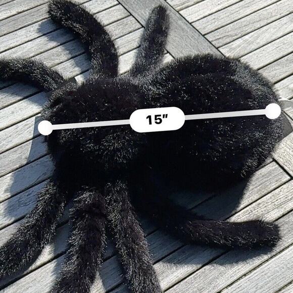 Cynthia Rowley Spider Shaped Black Pillow Halloween Faux Fur Decor 9"X 17" Plush - Picture 15 of 16